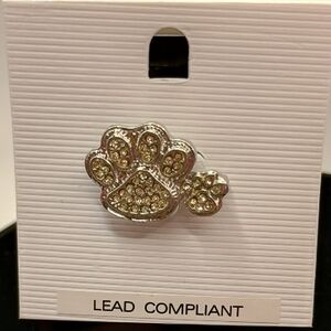 Silver Toned Paw Print Brooch